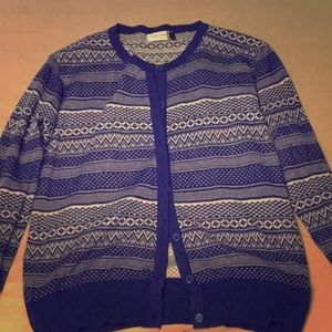 Blue front button sweater